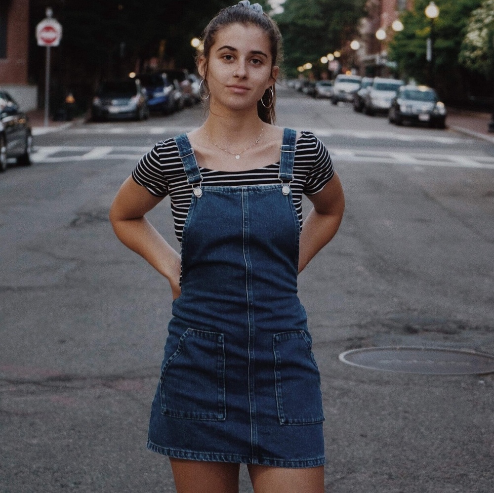 Topshop overall denim dress